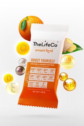 Smartfood Boost Yourself Vitaminli(c,b3,b6,b12,e,çinko,selenyum) Enerji Bar 75 G (portakal,zencefil) 8682835610924-3