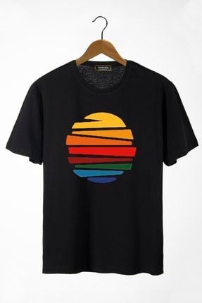 Erkek Siyah Güneş Önü Baskılı Bisiklet Yaka Oversize T-shirt 22y-3400762-1 22Y-3400762-1