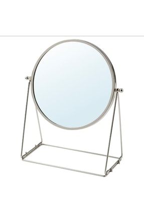 Dekoratif Lassbyn Gümüş Renkli Ayaklı Masa Ve Makyaj Aynası Çap: 17 cm / Altın rengi / Koyu Gri