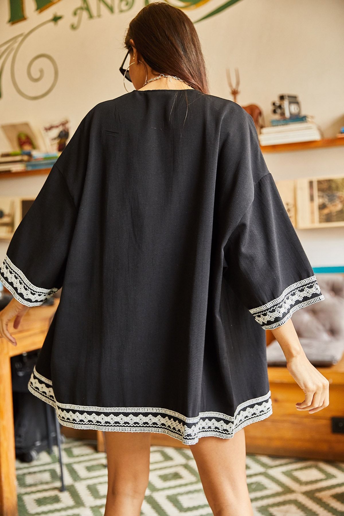 Olalook Kimono &amp; Kaftan Schwarz Regular Fit NA7772