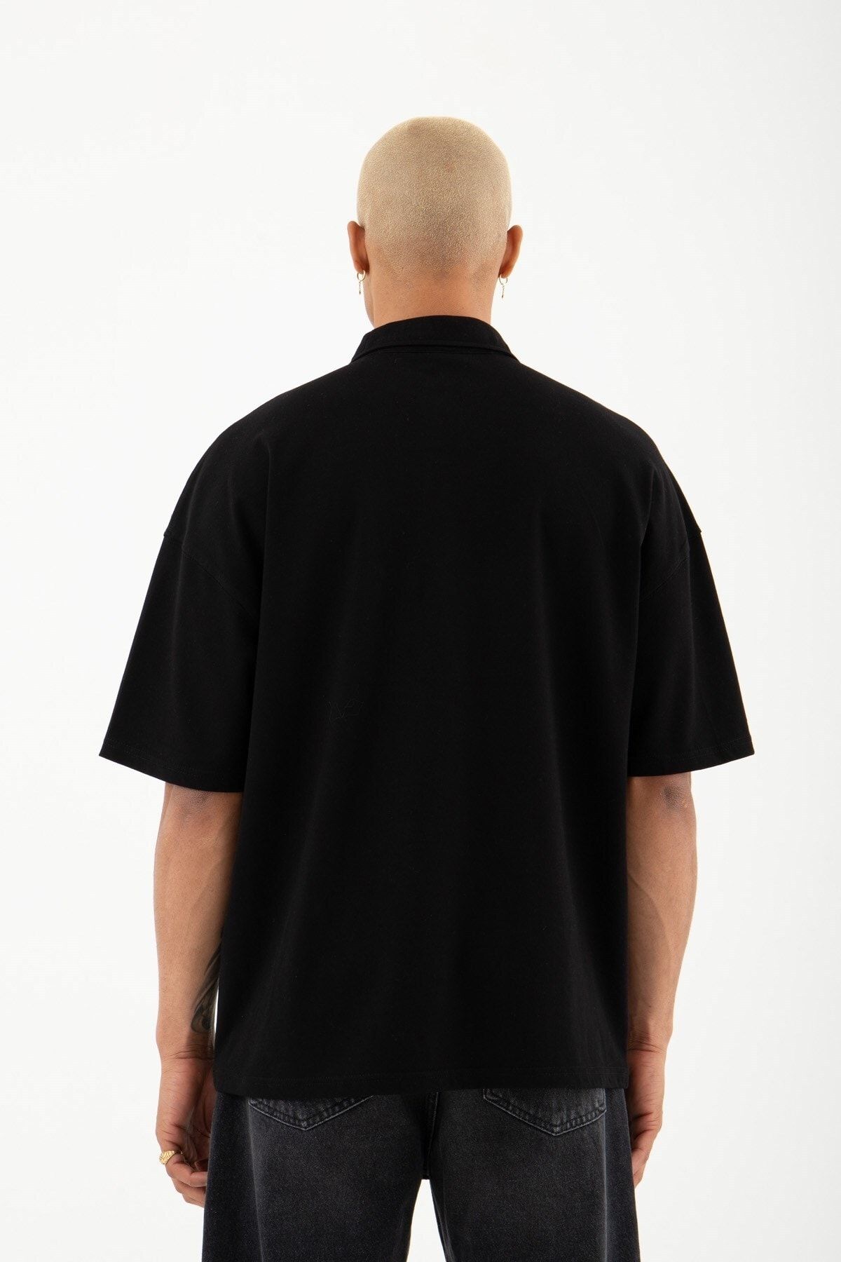 Machinist Oversize Cut Thte Crap Polo Yaka T-shirt Siyah PG8221