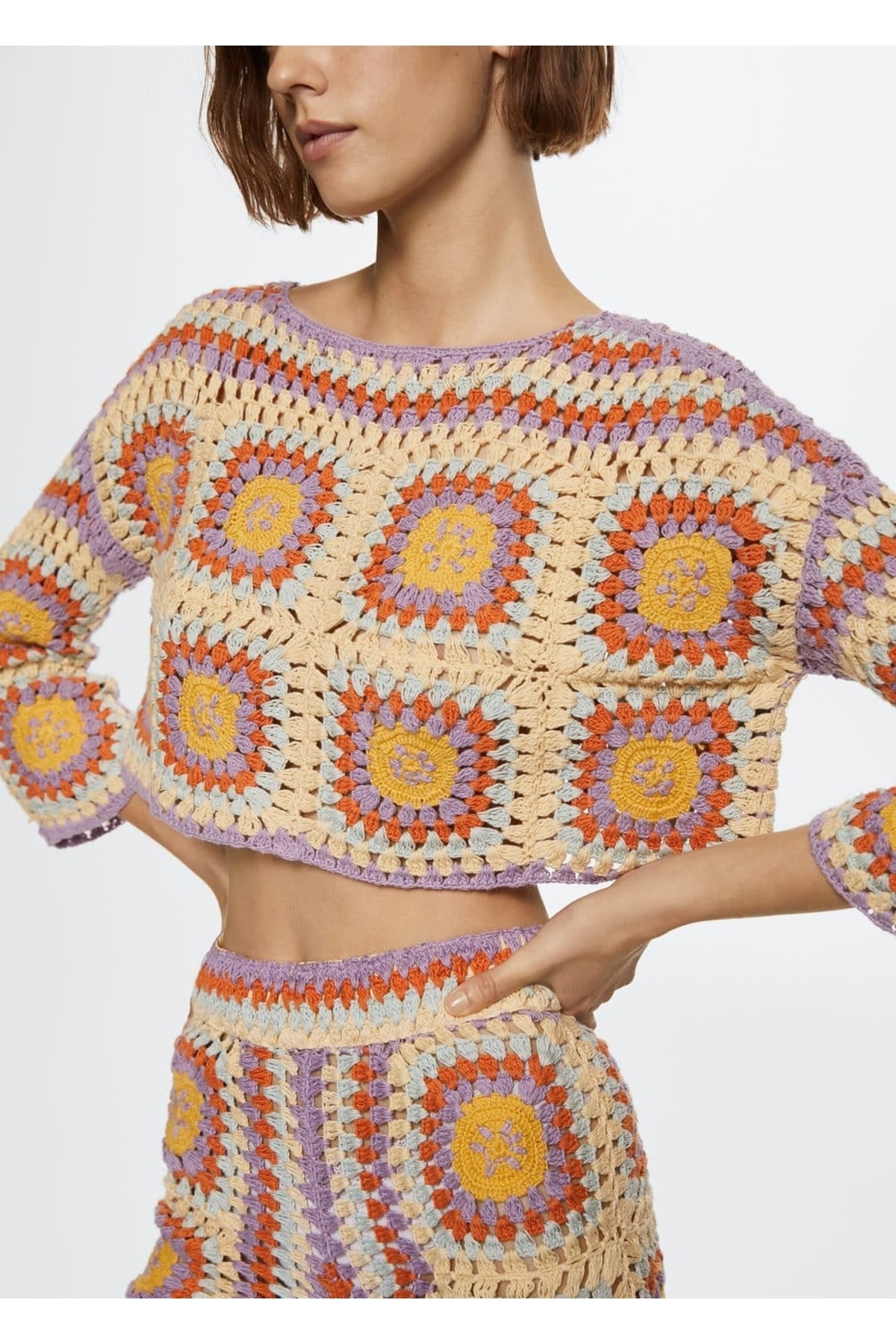 بافت و پلیور زنانه بنفش منگوMANGO | 37050027 اورجینال - تصویر 6