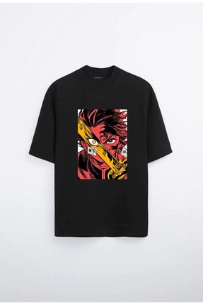 Demon Slayer Tanjiro Kamado Siyah Oversize T-shirt tanjiro