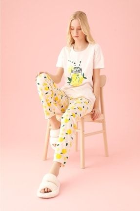 Kadın Limon Baskılı Pijama Takımı Rysrelz0001