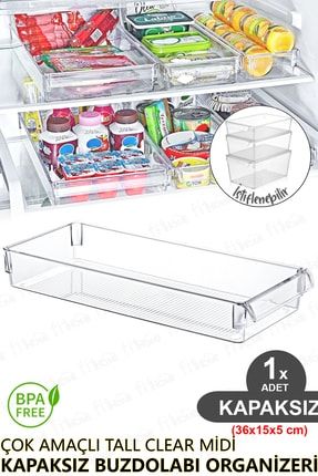 Midi Boy Kapaksız Çok Amaçlı Dolap Buzdolabı Banyo Organizeri 1 Adet 36x15x5-CM