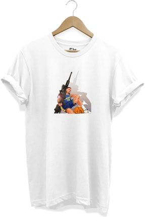 Beyaz Unisex Stephen Curry Sniper Baskılı Kısa Kollu T-shirt TB0BT215