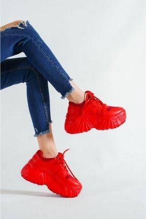 Kırmızı Yüksek Taban Sneaker Spor Ayakkabı Sp150 3864MELOS00074