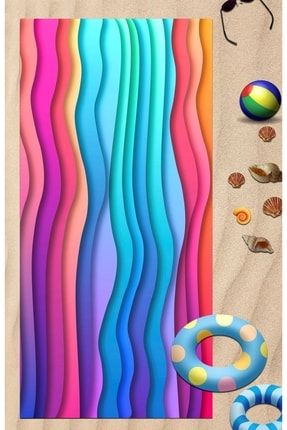 Rengarenk - Pamuklu Dijital Baskılı 75x150cm Yoga, Pilates, Deniz Ve Plaj Havlusu ARPHY355