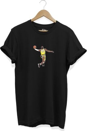 Siyah Unisex Lakers Lebron James Smaç Baskılı Kısa Kollu T-shirt TB0BT220