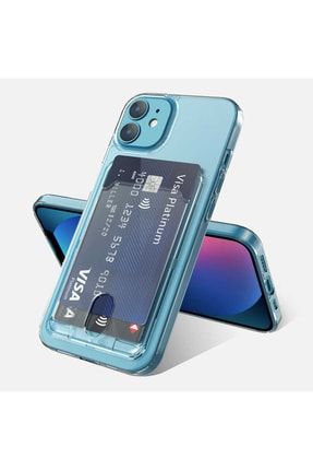 Iphone 11 Uyumlu Kılıf Şeffaf Sert Silikon Kartlık Girişli Cüzdan Clear Case ENSA-8467
