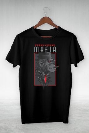 Unisex Siyah Japan Mafia Gorıl Illustrasyon Vip Tasarım T-shirt İ-110