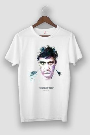 Unisex Beyaz Al Pacino Görselli T-shirt P-40