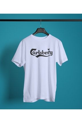 Carlsberg Beer Logo Baskılı Beyaz T-shirt Oversize Unisex Tişört Mnovrs9z75