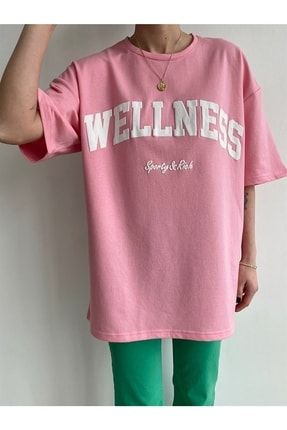 Büyük Beden Wellness Sporty & Rich Baskılı Oversize T-shirt BBWLLNS3535