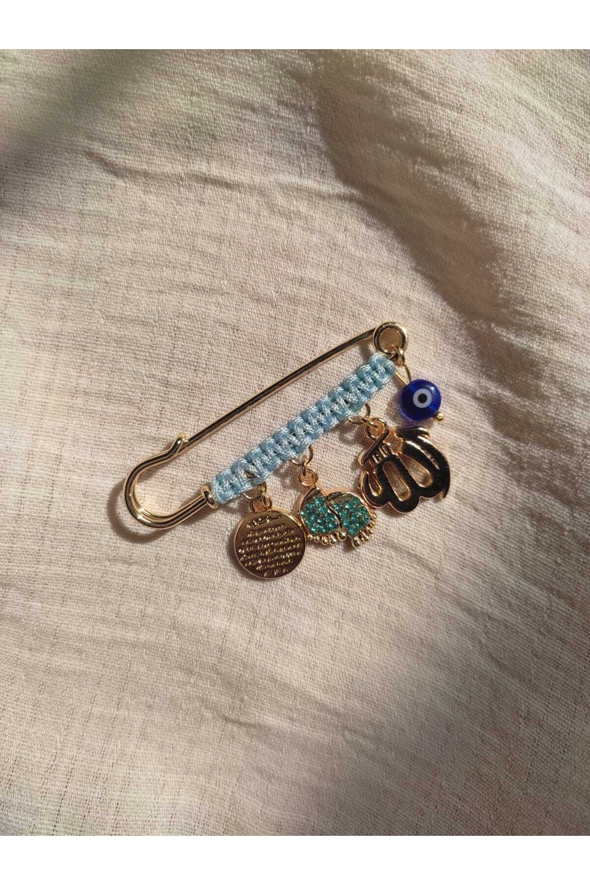 MADEFORYOUU Bebek Koruma Yaka Iğnesi / Bebek Iğnesi / Erkek Bebek / Mavi Yaka Iğnesi