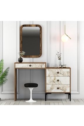 Variant Lizbon Makyaj Masalı Aynalı Şifonyer - Ceviz / Beyaz Mermer lzbnmkyjayn