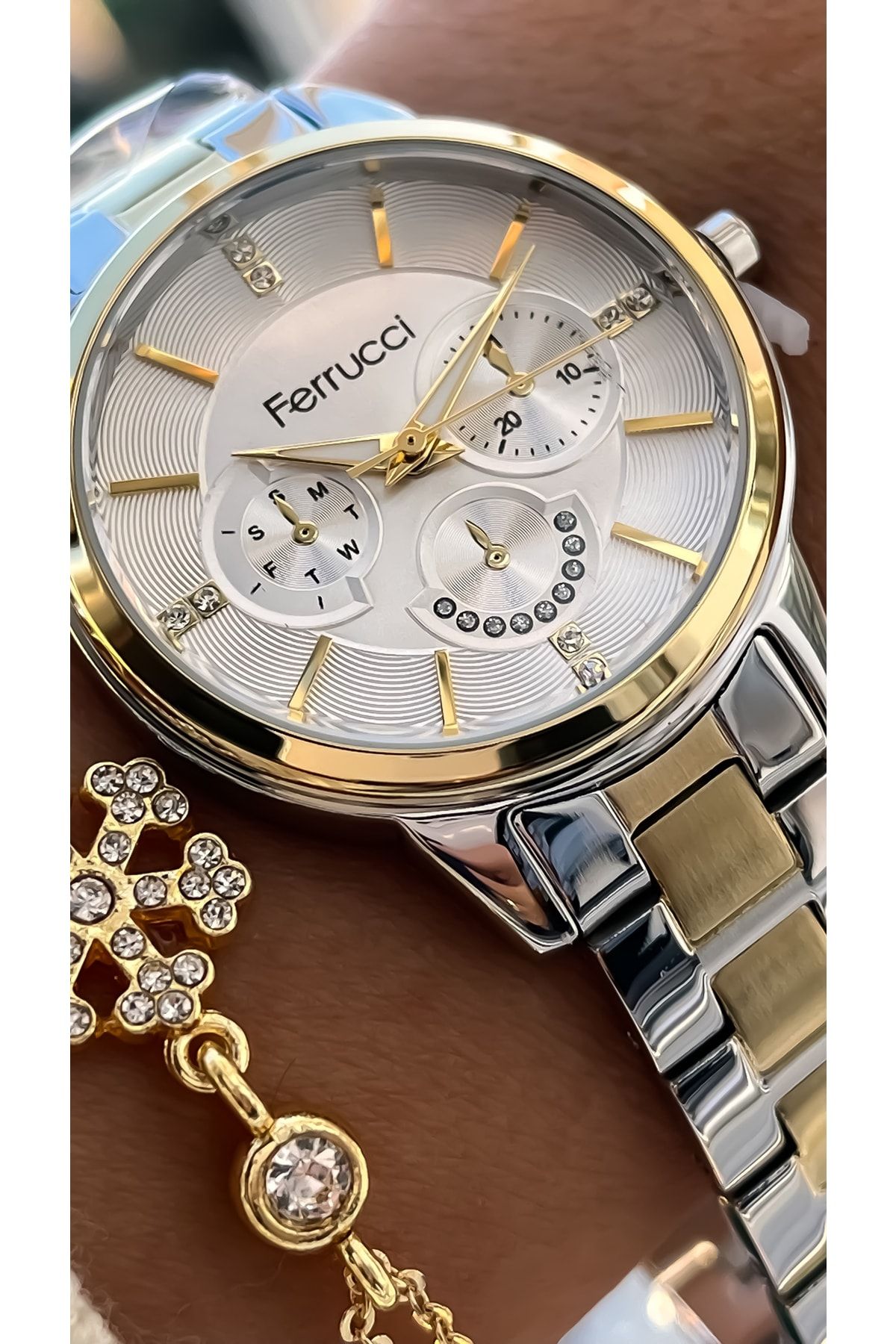 Ferrucci Two Color Steel Band Waterproof Guaranteed Wristwatch bracelet Trendyol