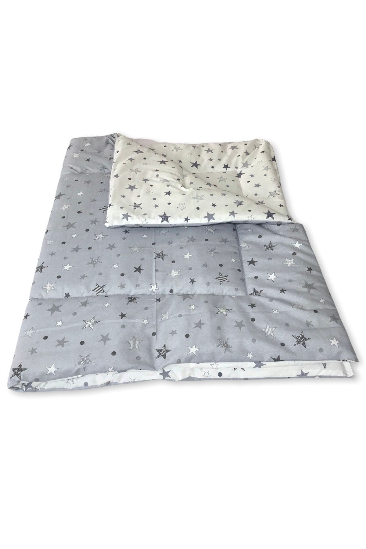 Coussin de sol bébé patchwork 120x120 cm - TOTSY BABY - Coton et Polyester  - Gris, Marron, Blanc