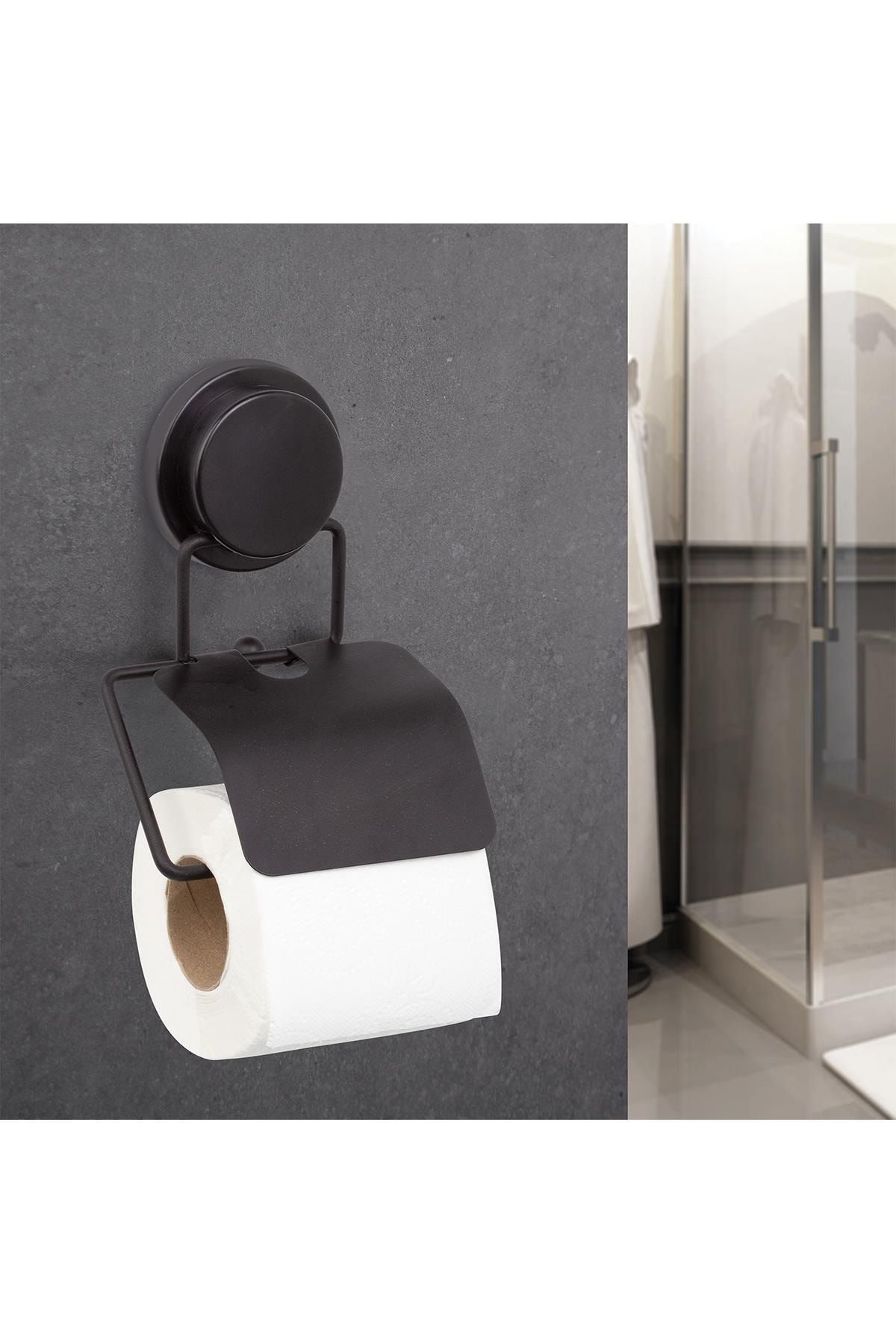 Okyanus Home Magic Fix Sihirli Yapışkan Siyah Kapaklı Tuvalet Kağıtlık MGS-712