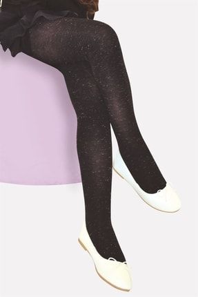 Daymod Kız Çocuk Siyah Simli Soft 200 Denye Kalın Kışlık Bambu Külotlu Çorap 5003536