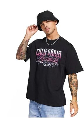 Unisex California Dreaming Oversize Tshirt Siyah GWCLDTST