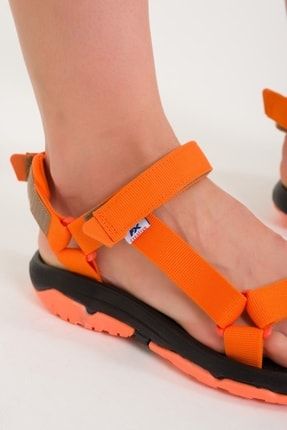 Unisex Sandalet Kaymaz Termo Taban Cırtlı Spor Sandalet - Turuncu Sandalett
