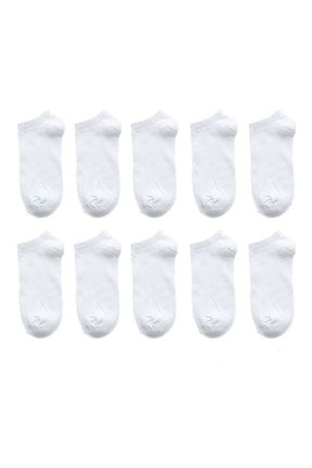 Unisex Beyaz Renk Patik Çorap 10 Çift ZR-55219