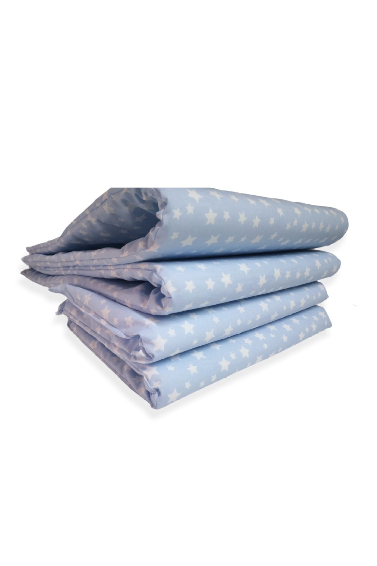 Bebek Çocuk Beşik Kenar Koruma 70x120 Park Beşik Için (4 Parça) Yıldızlı Mavi 2