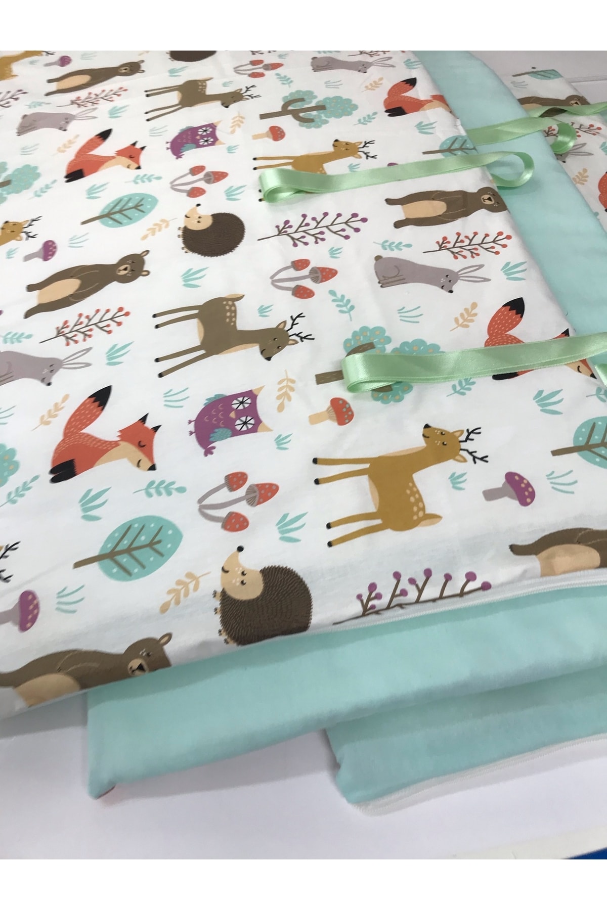 Bebek Çocuk Beşik Kenar Koruma 60x120 Beşik Için (4 Parça) Doğa Mint Yeşili 3