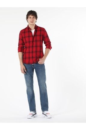 Slim Fit Kareli Kırmızı Erkek Uzun Kol Gömlek .CL1058251_Q1.V1_RED