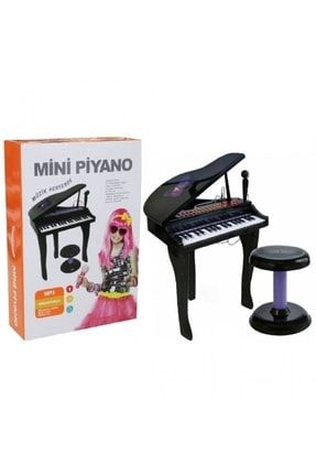 Mikrofon Ve Tabureli Piyano 37 Tuşlu - Siyah DM18957