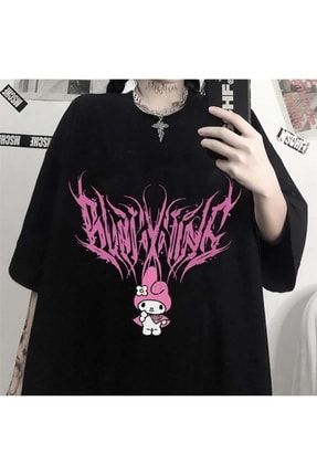 Anime My Melody - Sanrio Siyah (unisex) T-shirt 0002