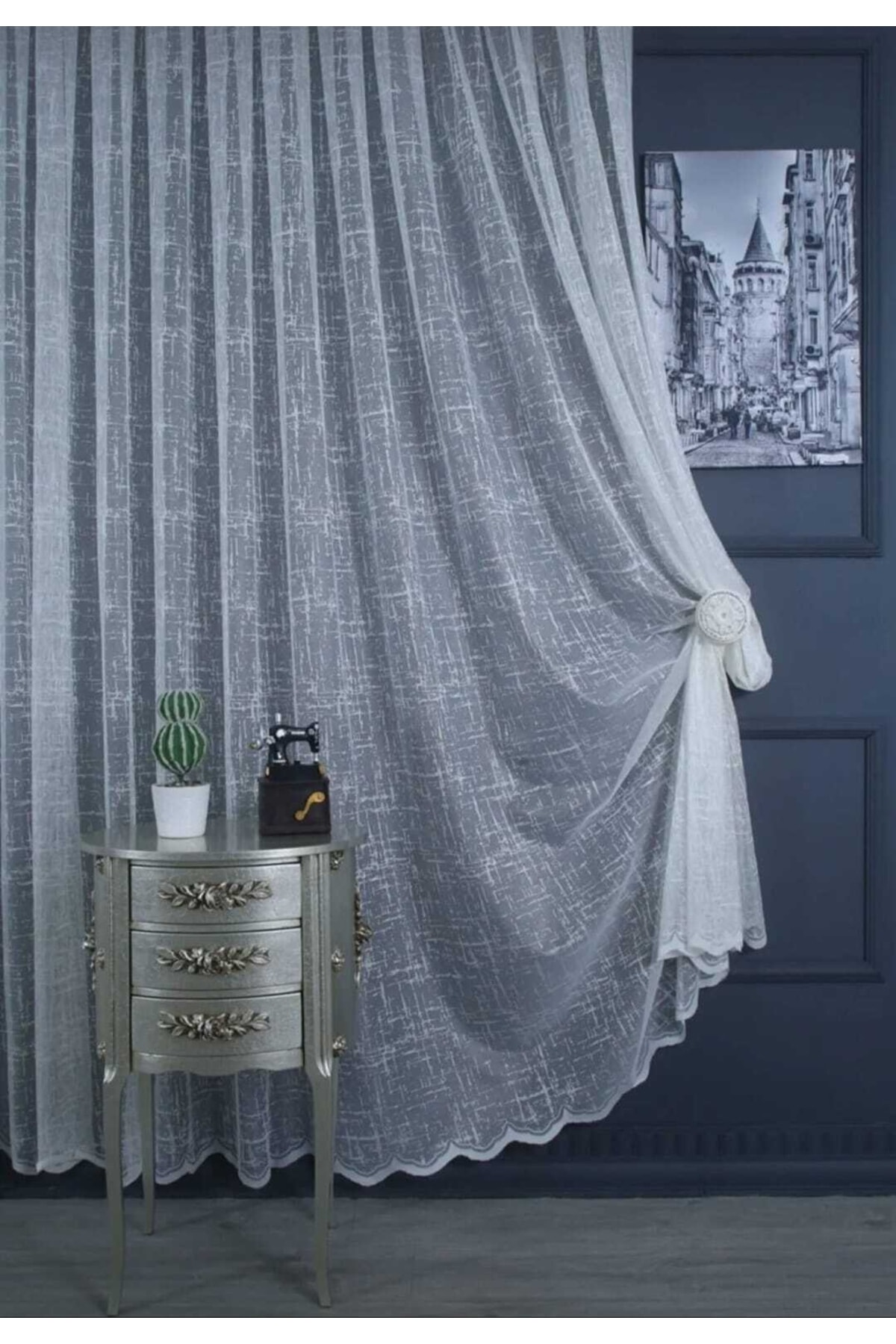 Slub Knitted Tulle Curtain, (1/3) Frequent Pleat, High Weight,