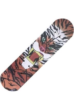 Kaymaz Yüzey 60cm Skate Boy Çift Tarafı Desenli Ve Kaplan Baskılı Silikontekerli Kaykay Skateboard AA99641