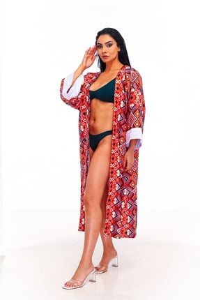 Renkli Desenli Yvesari Özel Tasarım Kimono Havlu QR200407