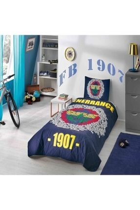 Fenerbahçe Marşlı Logo Tek Kişilik Ranforce Yatak Örtüsü 8696048446157