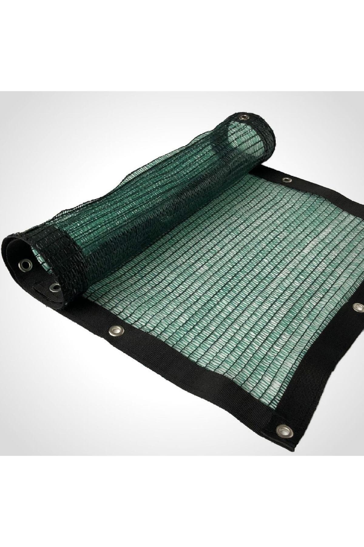 %40'lık 2m X 21m Gölgelik-bahçe Çit Filesi-premium Siyah Şeritli Halkalı - Yeşil