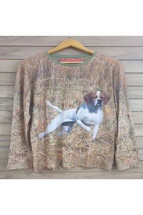 Saz Desen Avcı Köpeği Baskılı Uzun Kollu T-shirt HTOUTDOORSAZ001