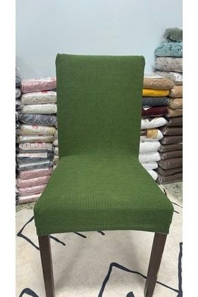 1adet Likrali Sandalye Kılıfı, Sandalye Örtüsü Yeşil Renk Yıkanabilir Lastikli Piti Kare Desen TYC00485479085