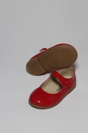 Kız Çocuk Düğmeli Kırmızı Rugan Ortopedik Babet Ayakkabı AKTAŞ1003