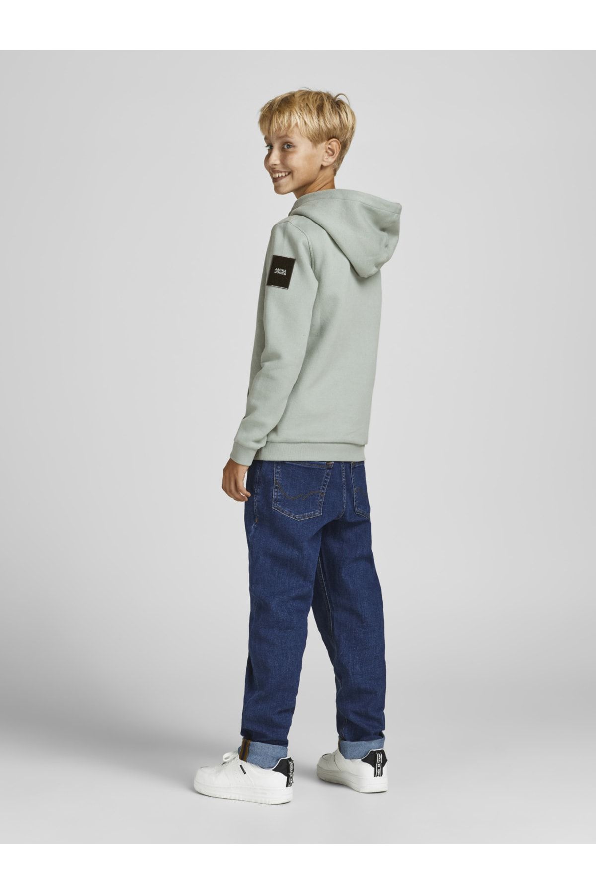 Düz Renk Kapüsonlu Çocuk Sweatshirt