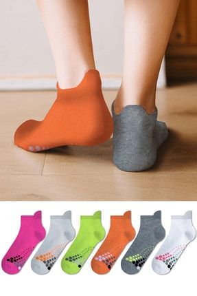 Desenli Renkli Dört Mevsim Topuk Detaylı 6'lı Sneaker Çorap Seti CCU04