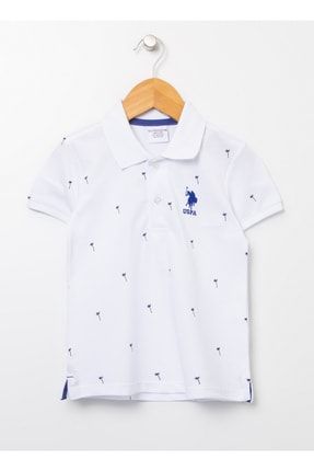 Desenli Beyaz Erkek Çocuk Polo T-shirt Rıbekıds 5002842373