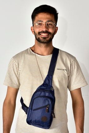 Unisex Kulaklık Çıkışlı Impertex 3 Bölmeli Çapraz Omuz Çantası Lacivert tul086