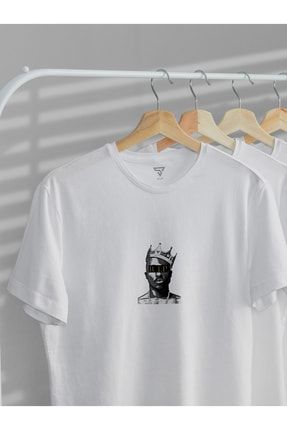 Oversize Bol Kesim Rıp Tupac Baskılı Beyaz Tshirt RipTupac0001