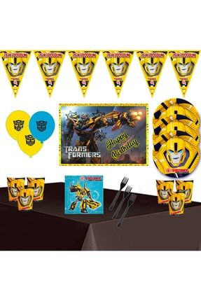 Afişli Bumblebee 16 Kişilik Doğum Günü Parti Süsleri Malzemeleri Seti lüxtransformers1