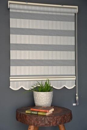 HLMSTOR Zebra Stor Perde Jk-286 Koyu Turkuaz & Ekru Renk Alüminyum Kasalı Ete...