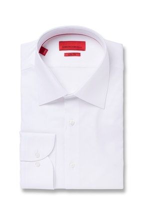 Balık Sırtı Desen Beyaz Klasik Gömlek TX8004C2852470