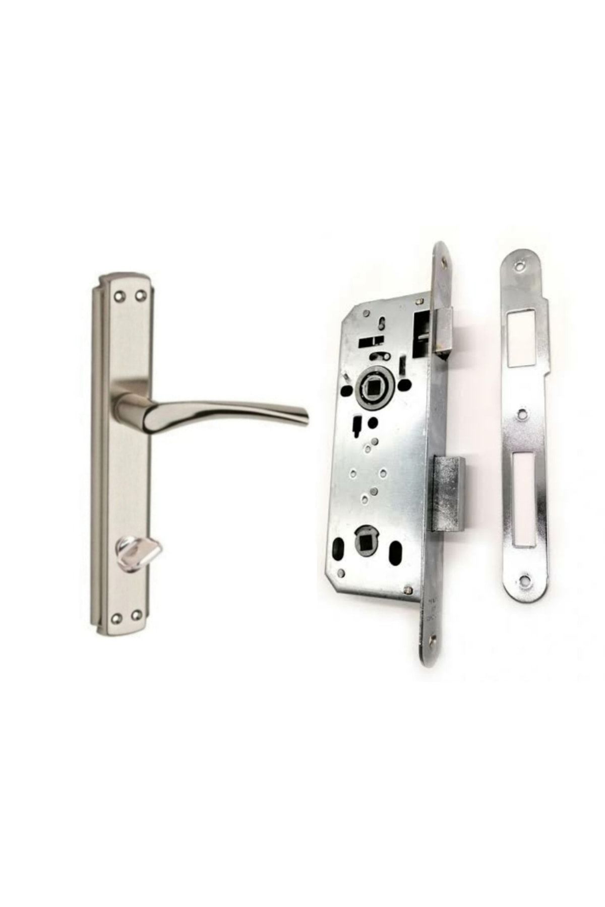 ARON-Brawo Mirrored Bathroom-WC Handle Right - 40mm Oval Mirror Bathroom-WC Lock Set Set of 2 1