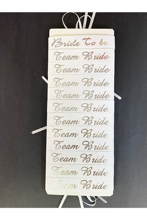 Bride To Be Bileklik Team Bride Bileklik Beyaz Üzeri Metalize Gümüş Yazılı 12 Adet SMR-BRİDE-1